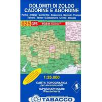 Tabacco 025. Dolomiti di Zoldo Cadorine e Agordine - S. Vito di Cad turista térkép Tabacco 1: 25 000
