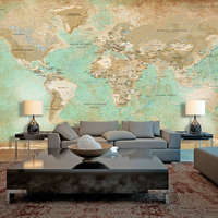 Artgeist XXL Fotótapéta térkép - Turquoise World Map II Világtérkép 500x280