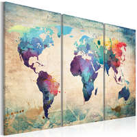 Artgeist Kép - Rainbow-színű térkép - triptych 60x40