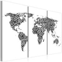 Artgeist Kép - The World térkép - ábécé - triptych