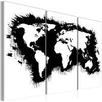 Artgeist Kép - Monokróm map of the World - triptych