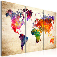 Artgeist Kép - The World&#039;s Map in Watercolor