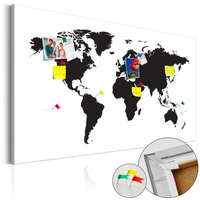 Artgeist Kép parafán - World Map: Black & White Elegance [Cork Map] 90x60