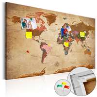 Artgeist Kép parafán - World Map: Brown Elegance [Cork Map] Parafa világtérkép - vászonkép 90x60