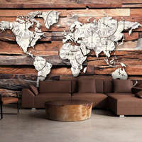 Artgeist Fotótapéta térkép - Map On Wood Világtérkép 100x70