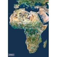 Afrika panorámatérképe, Afrika a világűrből fóliázott, lécezett falitérkép 140x100 cm