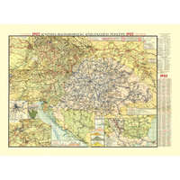 HM Ausztria-Magyarország közlekedési térképe 1907 antik HM fakszimile falitérkép 107x81 1 : 1500 000