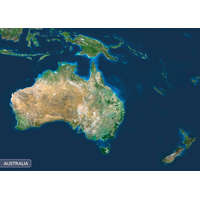 Stiefel Ausztrália panorámatérképe, Ausztrália a világűrből fóliázott, lécezett falitérkép 100x70 cm