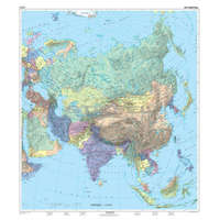 Stiefel Ázsia falitérkép, Ázsia politikai térkép, duó térkép Ázsia domborzati térkép a hátoldalon 140x180 cm - fóliázott, lécezett