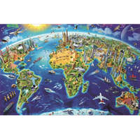 Educa Puzzle Educa 19036 - Miniature puzzle - A világ nevezetességei puzzle - 1000 db-os világtérkép puzzle 46x30 cm