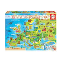 Educa Európa térkép puzzle Educa - 150 db-os puzzle 48x34 cm Európa térképe képkirakó látnivalókkal 18607