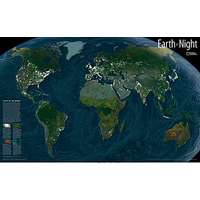  Satelit világtérkép - a Föld éjszaka műholdas világ falitérkép, világtérkép éjszakai műholdas felvétel National Geographic angol nyelven 89x56 cm