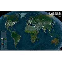 Satelit világtérkép - a Föld éjszaka műholdas világ falitérkép, világtérkép éjszakai műholdas felvétel National Geographic angol nyelven 89x56 cm