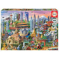 Educa Ázsia jelképei Educa puzzle Asia Landmarks 1500 db és fix ragasztó 17979 85x60 cm