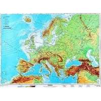  Európa falitérkép faléccel, fóliával, Európa hegy-vízrajzi térkép, 2 oldalas - Európa vaktérkép a hátoldalon 160x120 cm