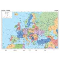 Stiefel Európa országai falitérkép léces-fóliás 160x120 cm Európa falitérkép, Európa politikai térképe / hátoldalon: 4 db tematikus térkép /