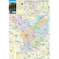 Stiefel Jász-Nagykun-Szolnok megye járástérkép fémléces, fóliázott falitérkép 70 x 100 cm