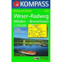 Kompass 140. Weser-Radweg kerékpáros térkép Kompass 1:125 000