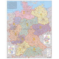 Stiefel Németország irányítószámos térkép, fóliázott, fémléces Németország falitérkép 100x120