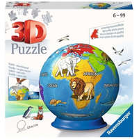 Ravensburger Puzzle Földgömb állatokkal 73 db-os, 13,9 cm 3D puzzle földgömb Ravensburger