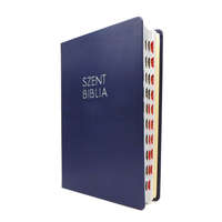 Károli Gáspár Nagy Biblia SÖTÉTKÉK regiszterrel - bőrhatású 17,2 x 25,7 cm