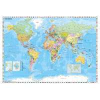 Stiefel Világ országai falitérkép fémléces, fóliás angol nyelvű világtérkép, föld országai térkép zászlókkal 125x100 cm