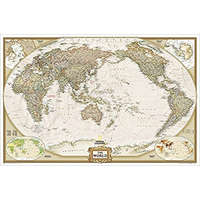 National Geographic Világ országai falitérkép antikolt világtérkép National Geographic - Csendes-Óceán központú - nagy világtérkép 185x122 cm