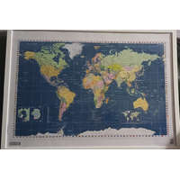 Világtérkép, Világ országai falitérkép fehér keretben, Föld országai térkép keretes, plexi előlappal 70x50 cm