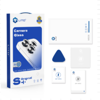 LITO Apple iPhone 15 Pro/15 Pro Max Lito S+ original AR 3D Fém Kamera Védő Üvegfólia - Ezüst