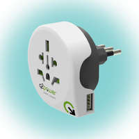  Q2POWER 1.100190 utazóadapter, World to Italy USB, indulási ország: AUS/CHINA, IT, UK, CH, BRAZIL, USA, EURO, célország: IT, USB port