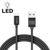 Delight Adatkábel - USB Type-C LED fénnyel fekete - 1 m