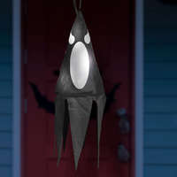 Halloween-i világító dekoráció - szellem - fekete - 10 színes LED - akasztható - 2 x 2032 - 75x20 cm