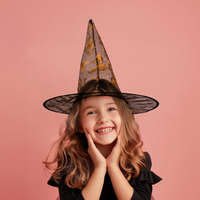 Family Halloween-i boszorkány kalap - 4 szín, poliészter - 38 x 34 cm