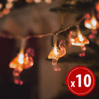 Family LED fényfüzér - flamingó - 1,1 m - 10 LED - melegfehér - 3 x AA
