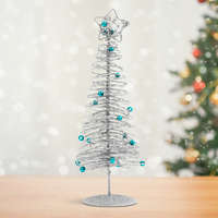 Family Karácsonyi, glitteres, fém karácsonyfa - 28 cm - ezüst