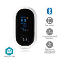 Nedis SmartLife Pulzoksziméter | Bluetooth | OLED Kijelző | Auditív riasztás / Oxigéntelítettség (SpO2) / Perfúziós index / Pulzusszám | Fehér