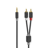 Nedis Sztereó audiokábel | 3.5 mm Dugasz | 2x RCA Dugasz | Aranyozott | 0.50 m | Kerek | Antracit | Doboz