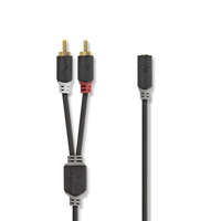 Nedis Sztereó audiokábel | 2x RCA Dugasz | 3.5 mm Aljzat | Aranyozott | 0.20 m | Kerek | Antracit | Doboz