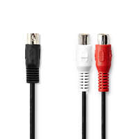 Nedis DIN audio kábel | DIN 5 Tűs Dugasz | 2x RCA Aljzat | Nikkelezett | 0.20 m | Kerek | PVC | Fekete | Label