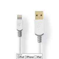 Nedis Lightning Kábel | USB 2.0 | Apple Lightning, 8 Pólusú | USB-A Dugasz | 480 Mbps | Aranyozott | 1.00 m | Kerek | PVC | Fehér / Szürke | Ablakos Doboz