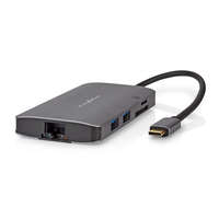 Nedis USB Többportos Adapter | USB 3.2 Gen 1 | USB-C™ Dugasz | HDMI™ Kimenet / Micro SD / RJ45 Aljzat / SD / USB-C™ Aljzat / 3x USB-A Aljzat | 5 Gbps | 0.20 m | Kerek | Aranyozott | PVC | Antracit | Doboz