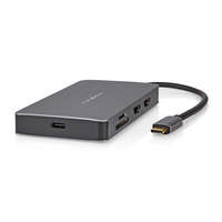 Nedis USB Többportos Adapter | USB 3.2 Gen 1 | USB-C™ Dugasz | Micro SD / RJ45 Aljzat / SD / USB-C™ Aljzat / 2x HDMI™ / 2x USB-A Aljzat | 5 Gbps | 0.20 m | Kerek | Aranyozott | PVC | Antracit | Doboz