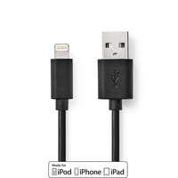 Nedis Lightning Kábel | USB 2.0 | Apple Lightning, 8 Pólusú | USB-A Dugasz | 480 Mbps | Nikkelezett | 1.00 m | Kerek | PVC | Fekete | Doboz