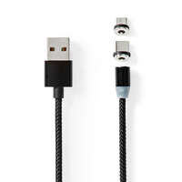 Nedis USB kábel | USB 2.0 | USB-A Dugasz | USB Micro-B Dugasz / USB-C™ Dugasz | No Data Transfer | Nikkelezett | 2.00 m | Kerek | Nejlon Tok | Fekete | Doboz