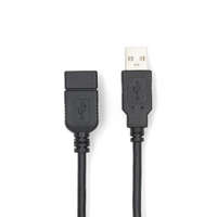 Nedis USB kábel | USB 2.0 | USB-A Dugasz | USB-A Aljzat | 480 Mbps | Nikkelezett | 1.00 m | Kerek | PVC | Fekete | Label