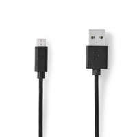 Nedis USB kábel | USB 2.0 | USB-A Dugasz | USB Micro-B Dugasz | 10 W | 480 Mbps | Nikkelezett | 1.00 m | Kerek | PVC | Fekete | Label