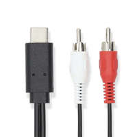 Nedis USB-C™ Adapter | USB 3.2 Gen 1 | USB-C™ Dugasz | 2x RCA Dugasz | 1.00 m | Kerek | Nikkelezett | PVC | Fekete | Label