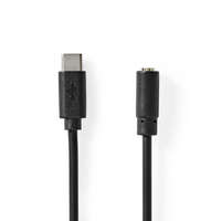 Nedis USB-C™ Adapter | USB 2.0 | USB-C™ Dugasz | 3.5 mm Aljzat | 1.00 m | Kerek | Nikkelezett | PVC | Fekete | Label