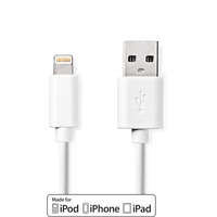 Nedis Lightning Kábel | USB 2.0 | Apple Lightning, 8 Pólusú | USB-A Dugasz | 480 Mbps | Nikkelezett | 3.00 m | Kerek | PVC | Fehér | Műanyag Zacskó