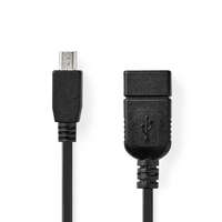 Nedis USB Mikro-B Adapter | USB 2.0 | Mini 5-Pin Dugasz | USB-A Aljzat | 480 Mbps | OTG | 0.20 m | Lapos | Nikkelezett | PVC | Fekete | Műanyag Zacskó